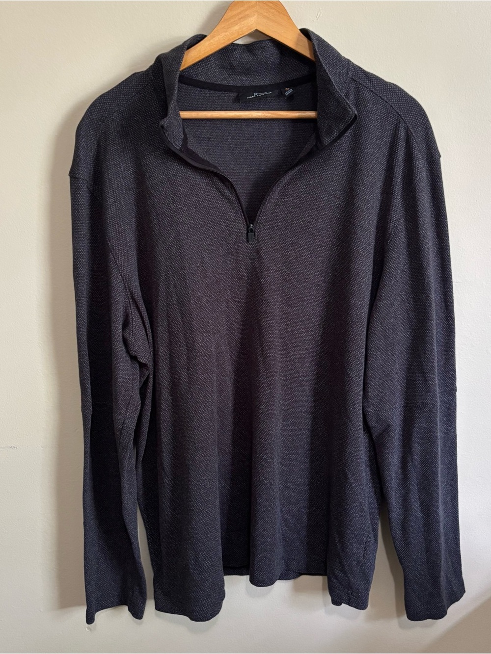 Marc Anthony Textured Quarter Zip Pullover Slim Fit XL Charcoal